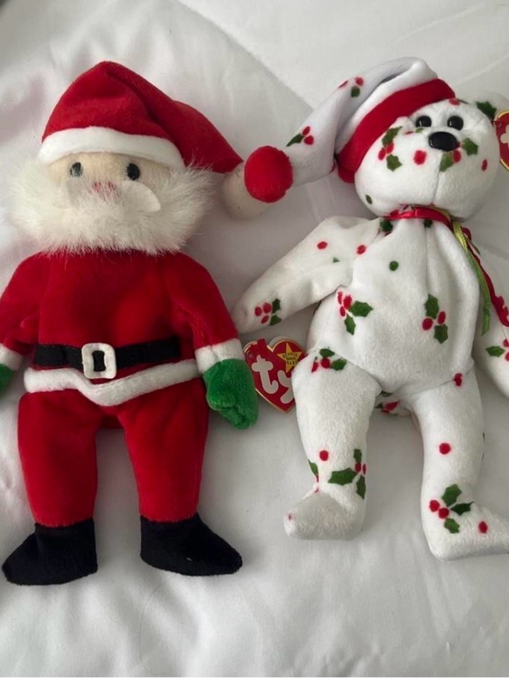 TY Beanie Babies Holiday Bear & Santa Plush 1998 Christmas